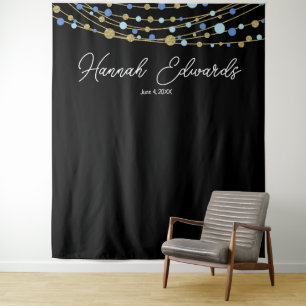 blue and gold wedding photo backdrop party banner tapestry