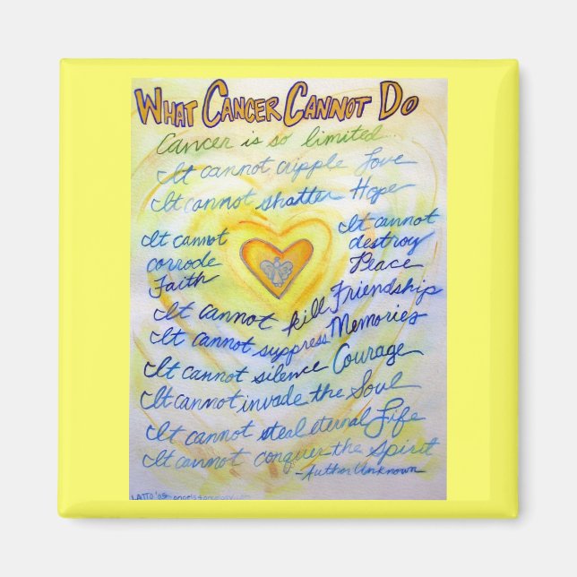 Blue and Gold What Cancer Cannot Do Heart Magnet (Front)