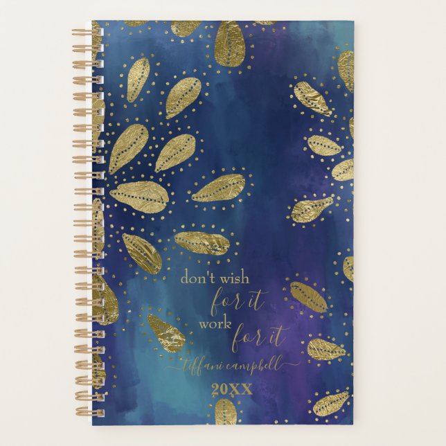 Blue and Gold with Motivational Quote Planner (Front)