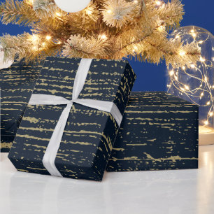 Blue And Gold Wood Grain Wrapping Paper