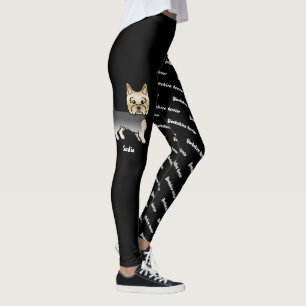 Blue And Gold Yorkie & Dog's Name And Breed Leggings