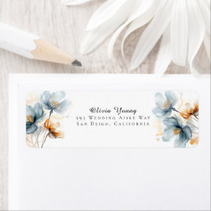 Blue and Golden Ethereal Floral Address
