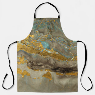 Blue and golden marble pattern apron