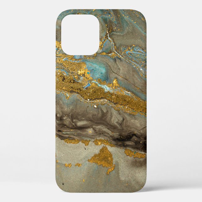 Blue and golden marble pattern Case-Mate iPhone case (Back)