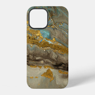 Blue and golden marble pattern iPhone 12 case
