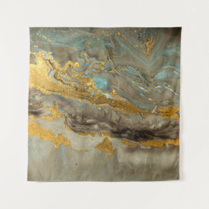 Blue and golden marble pattern tapestry