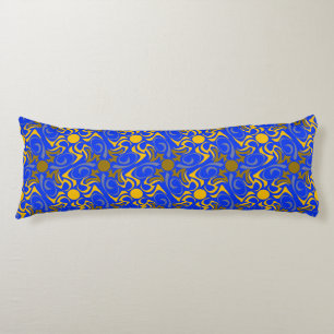 Blue and Golden Vector Seamless Pattern Body Pillow