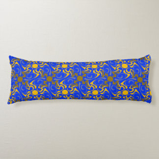 Blue and Golden Vector Seamless Pattern Body Pillow