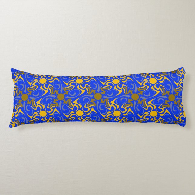 Blue and Golden Vector Seamless Pattern Body Pillow (Front)