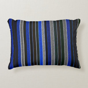Blue and Granite Stripes Accent Pillow