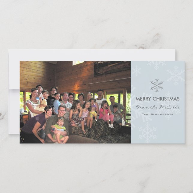 Blue and Gray Snowflake Holiday Card (Front)