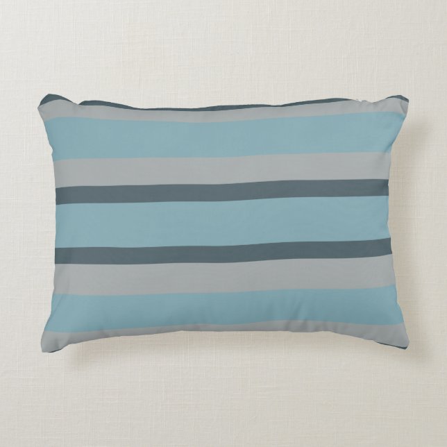 Blue and Gray striped Accent Pillow (Front)