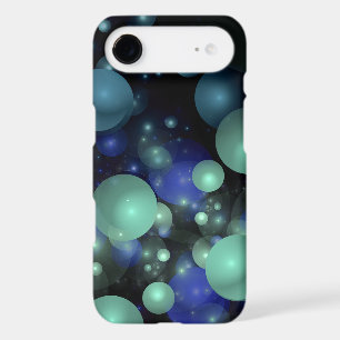 Blue and Green 3d Bubble Abstract Art Over Black