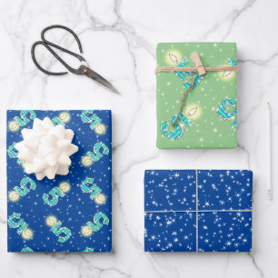 Blue and Green 5th Birthday Wrapping Paper