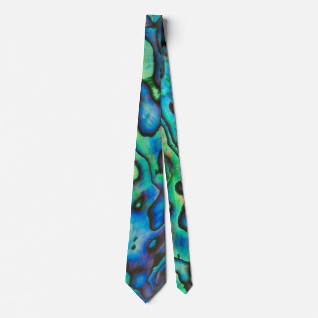 Blue and green abalone seashell design tie (Front)