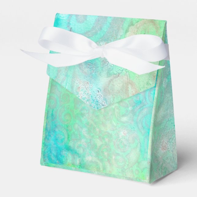 Blue and Green Abstract Art Favor Box (Front Side)