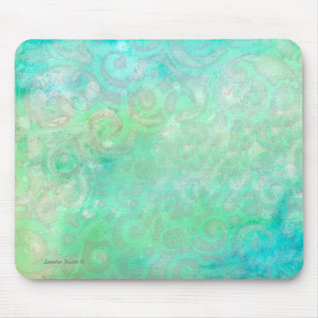 Blue and Green Abstract Art Mouse Pad (Front)