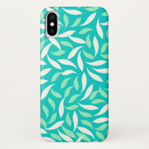 Blue and Green Abstract Floral Pattern iPhone X Case