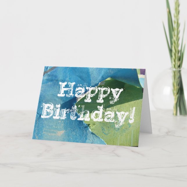 Blue and Green Abstract Paintings, Happy Birthday! Card (Front)