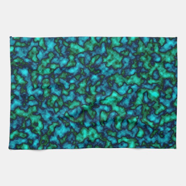 Blue and Green Abstract Pattern Kitchen Towel (Horizontal)