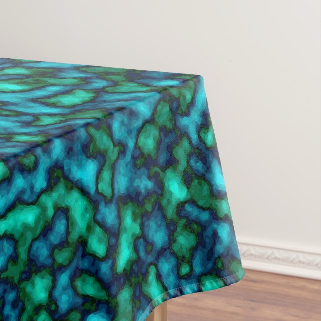 Blue and Green Abstract Pattern Tablecloth (In Situ)