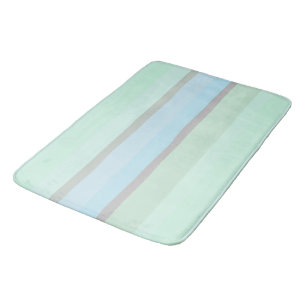 Blue and Green Abstract Stripes Bath Mat