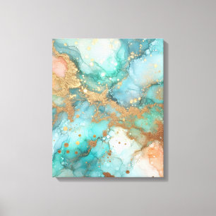 Blue and green alcohol ink canvas print