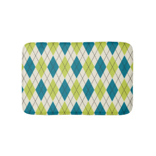 Blue And Green Argyle Bath Mat
