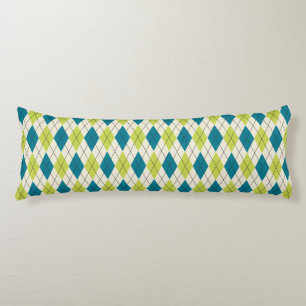Blue And Green Argyle Body Pillow