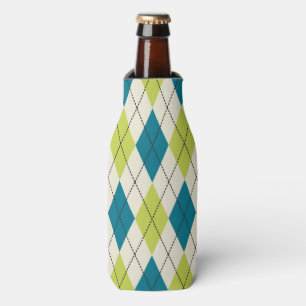Blue And Green Argyle Bottle Cooler