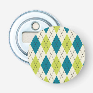 Blue And Green Argyle Bottle Opener