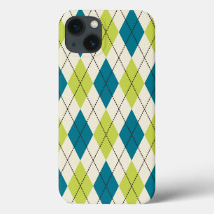 Blue And Green Argyle iPhone 13 Case