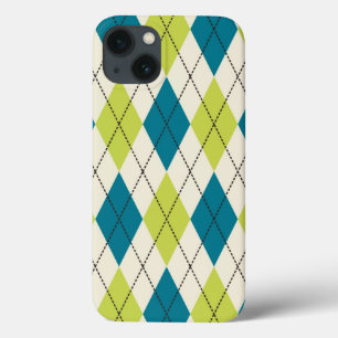 Blue And Green Argyle iPhone 13 Case