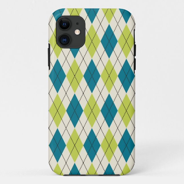 Blue And Green Argyle Case-Mate iPhone Case (Back)