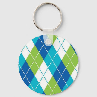 Blue and Green Argyle Keychain