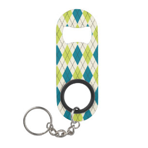 Blue And Green Argyle Mini Bottle Opener