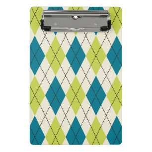 Blue And Green Argyle Mini Clipboard