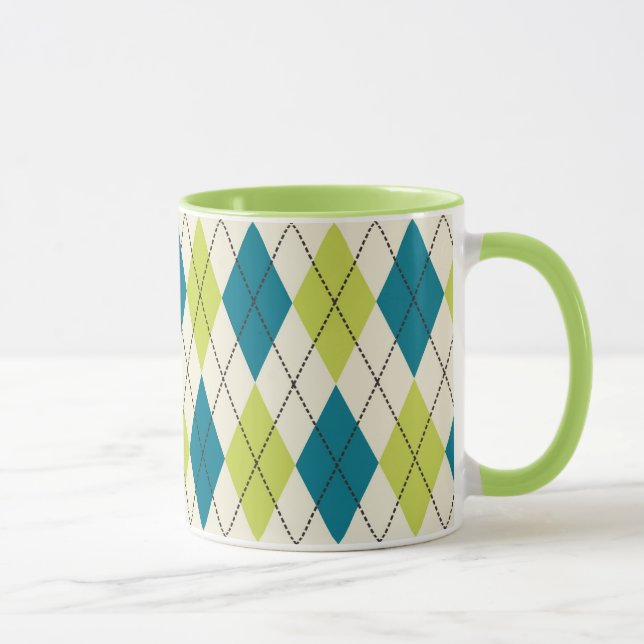 Blue And Green Argyle Mug (Right)