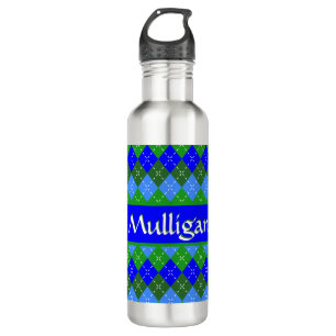 Blue and Green Argyle White Stitching Personalized 710 Ml Water Bottle