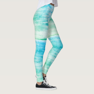 Blue and Green Artsy Swirls Leggings