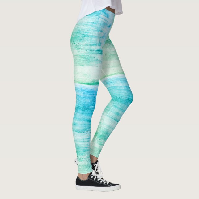 Blue and Green Artsy Swirls Leggings (Right)