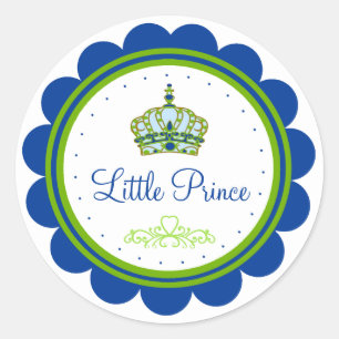 Blue and Green Baby Shower Classic Round Sticker