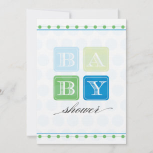 Blue and Green Blocks Baby Shower Invitation