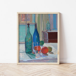 Blue and Green Bottles and Oranges   Spencer Gore Poster