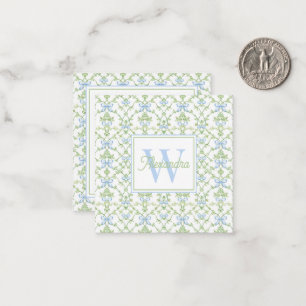 Blue and Green Bows and Vines Lattice Card