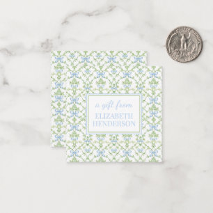 Blue and Green Bows and Vines Lattice Card