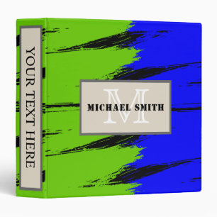Blue and Green Brush Stroke Monogram Binder