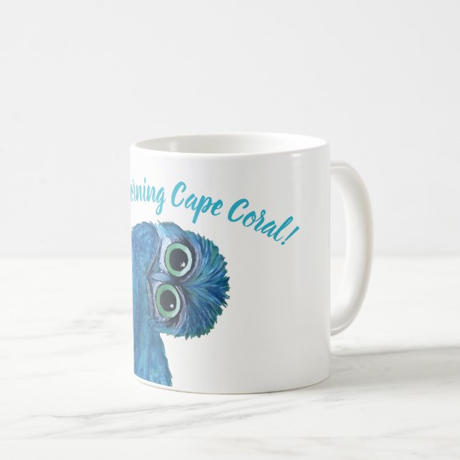 Blue and Green Burrowing Owl Decor Coffee Mug (Front Right)