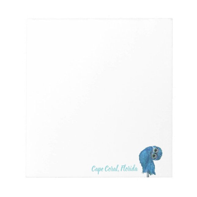 Blue and Green Burrowing Owl Notepad (Front)
