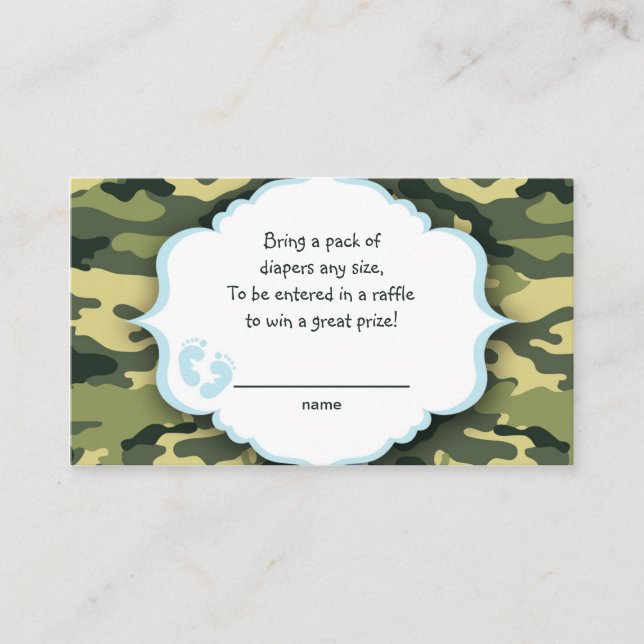 Blue and Green Camo raffle tickets or insert cards (Front)